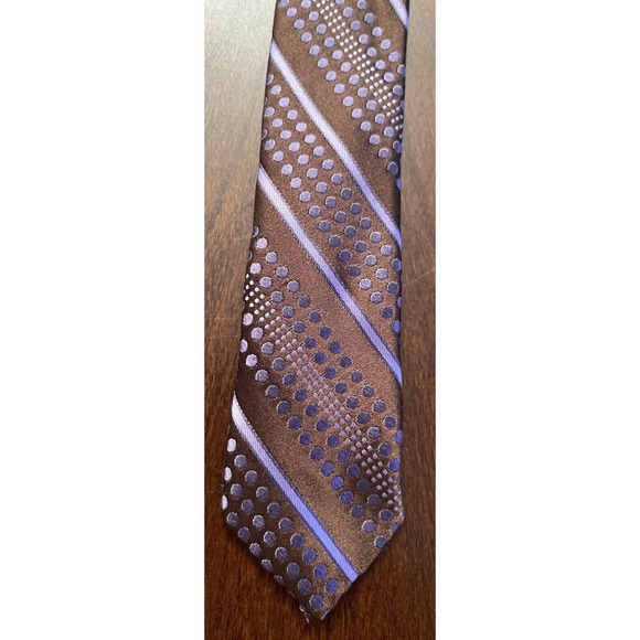 Louis Dell Olio Made In Italy Brown And Purple 100% Silk L58” W”3.50 - Picture 6 of 7